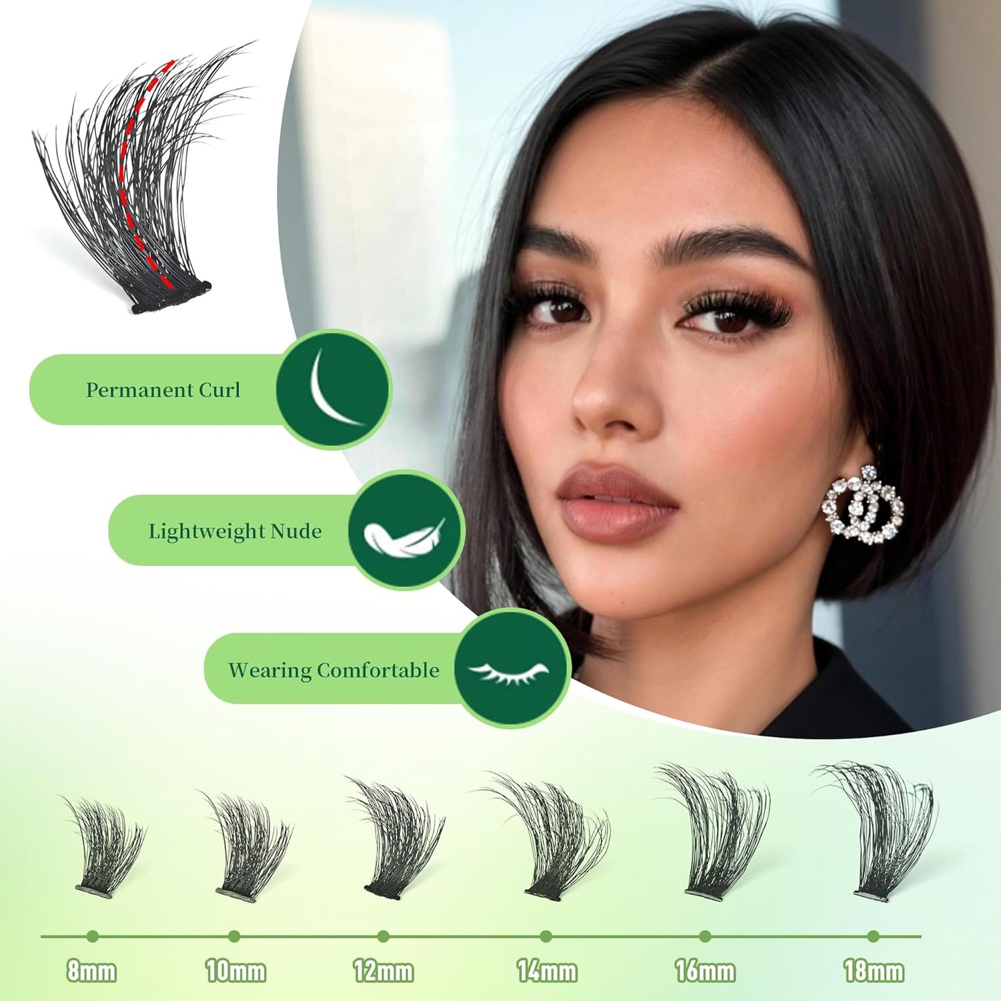 Kmilro Lash Clusters Kit - 224Pcs Volume Eyelash Extensions, 8-18mm Soft Wispy Individual Lashes | Ultra-Thin Black Band