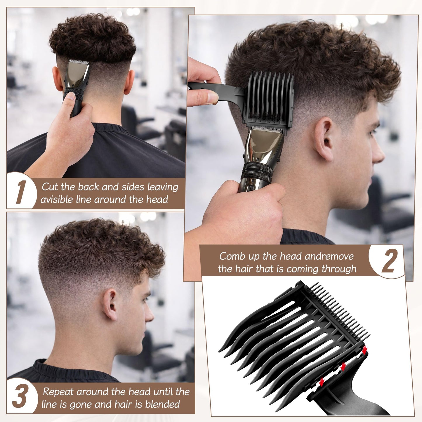 TMJUU 4-in-1 Detachable Fade Comb Set