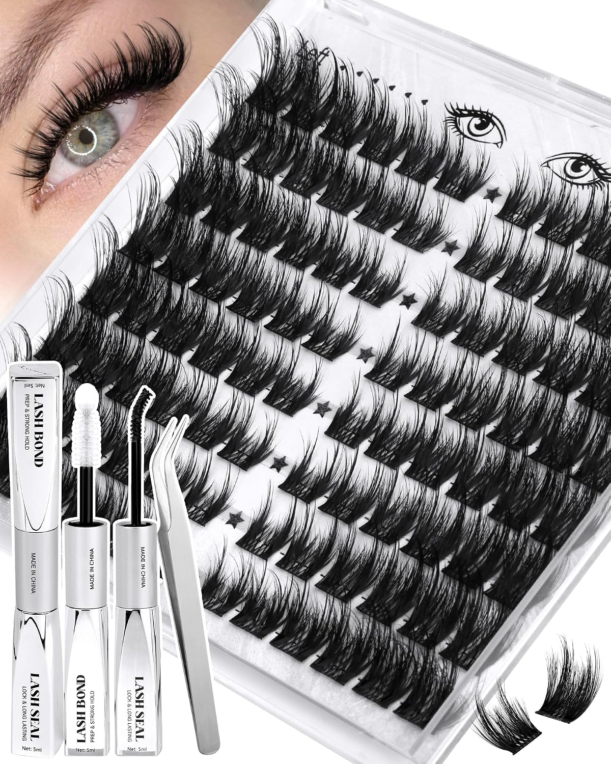 Fox Eye Lash Clusters - Natural Eyelash Extensions 8-14MM | Pre-Mapped Cat Eye Design