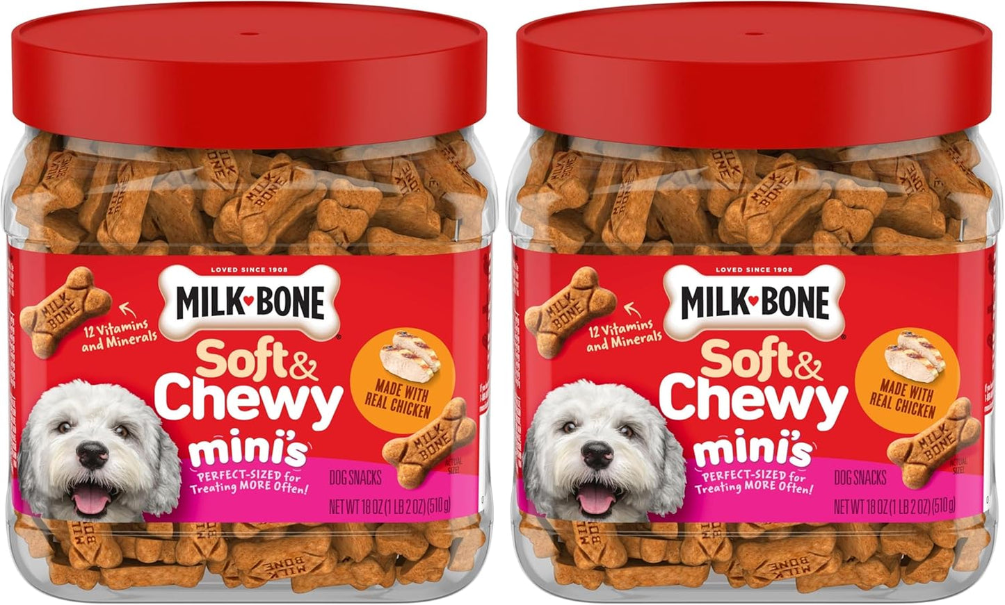 Milk-Bone Soft & Chewy Dog Treats - Real Beef & Filet Mignon Flavor | 25 Ounce Canister
