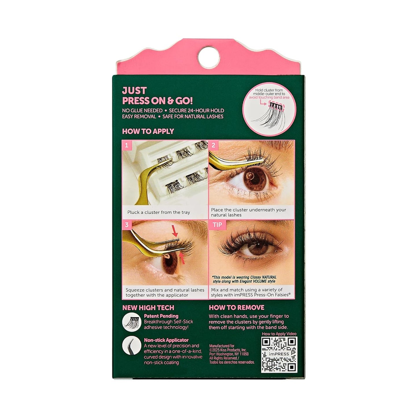 WICKED X Press On Eyelashes - Fantabulous Purple Glitter, Medium Volume 8mm-10mm | 12 Lash Clusters & Applicator
