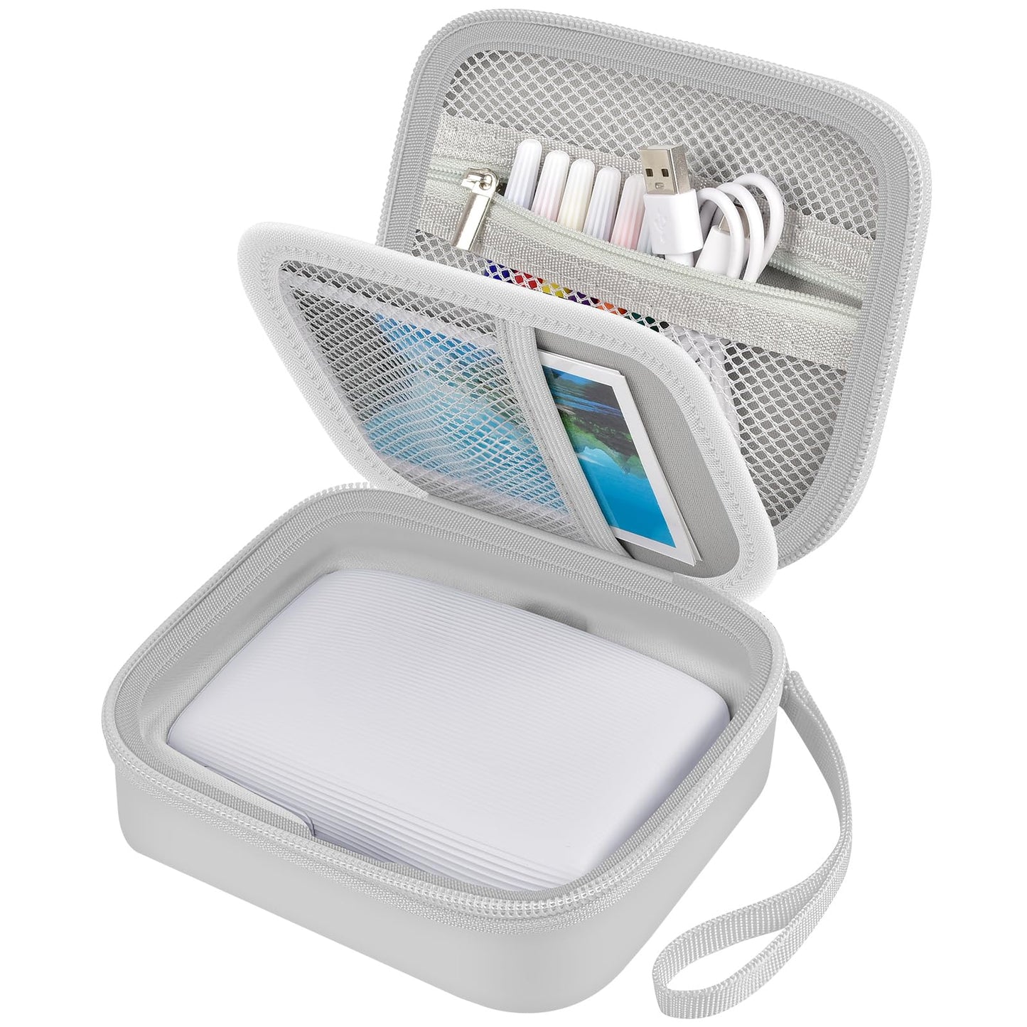 casmilee Instant Photo Printer Case for Fujifilm for Instax Mini Link 3 Smartphone Printer, Portable Printer Storage, Mesh Pocket for Mini Instant Camera Film and Cable Accessories- Grey (Box Only)