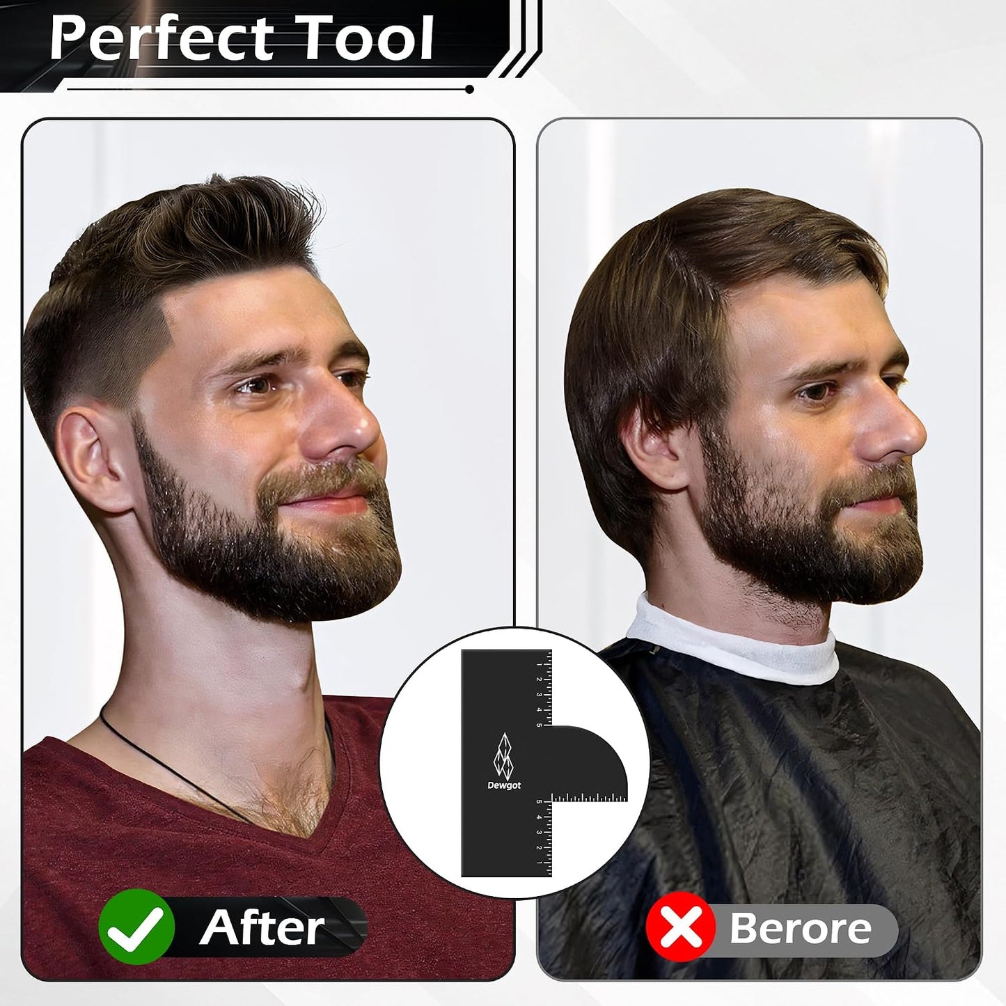 Barber Hairline Shaping Tool - Reusable Measurement Indicator & Color Spray Edge Line Up Tool | 1 Piece