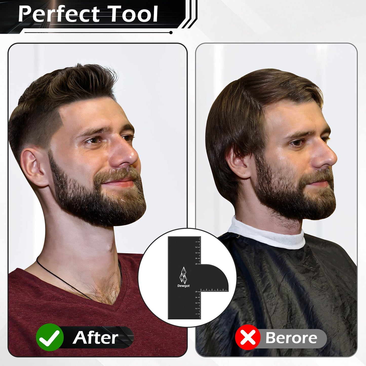 Dewgot Enhancement Card for Barbers with Measurement Indicators, Reusable Barber Hairline Shaping Tool and Color Spray Edge Line Up Tool (1PCS)