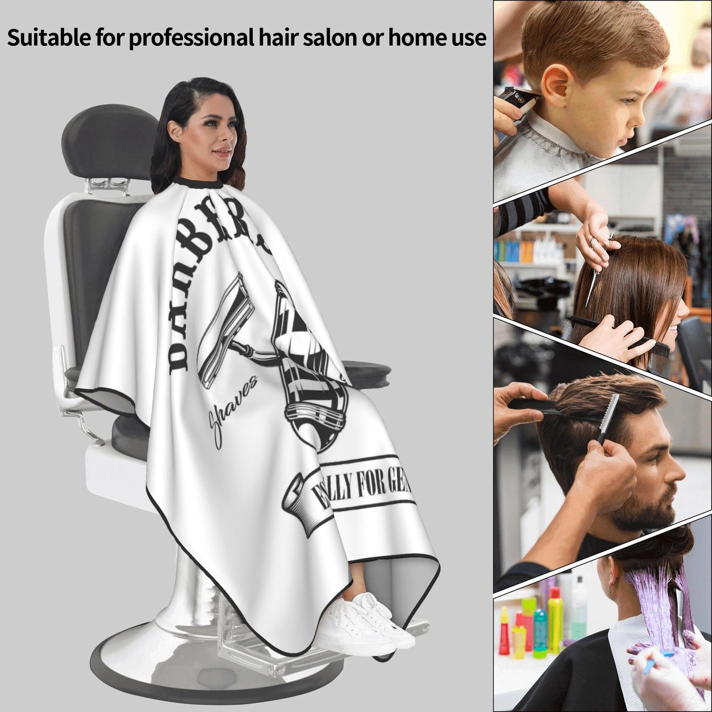 Barber Cape, Hair Salon Haircut Gown, Hair Cutting Apron with Adjustable Closure, Professional Salon Cutting Barber Skirt for Barbershop (Color 2)
