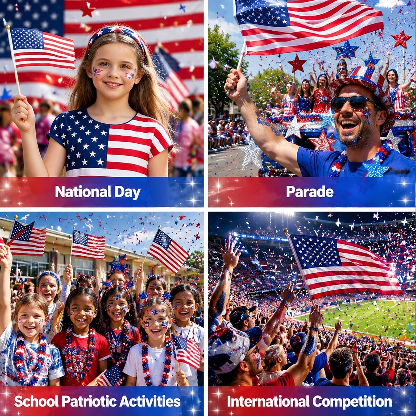 Patriotic Body Glitter Stick - Red, White & Blue Makeup for 4th of July | Perfect for Women & Kids
