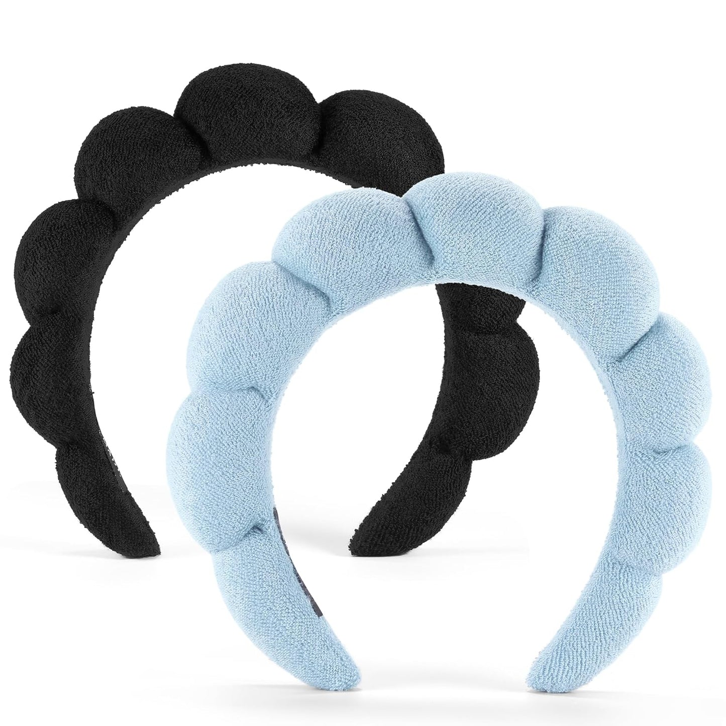 Spa Headbands for Face Washing | Soft Cotton Terry Cloth Set of 2 - Pink & Blue