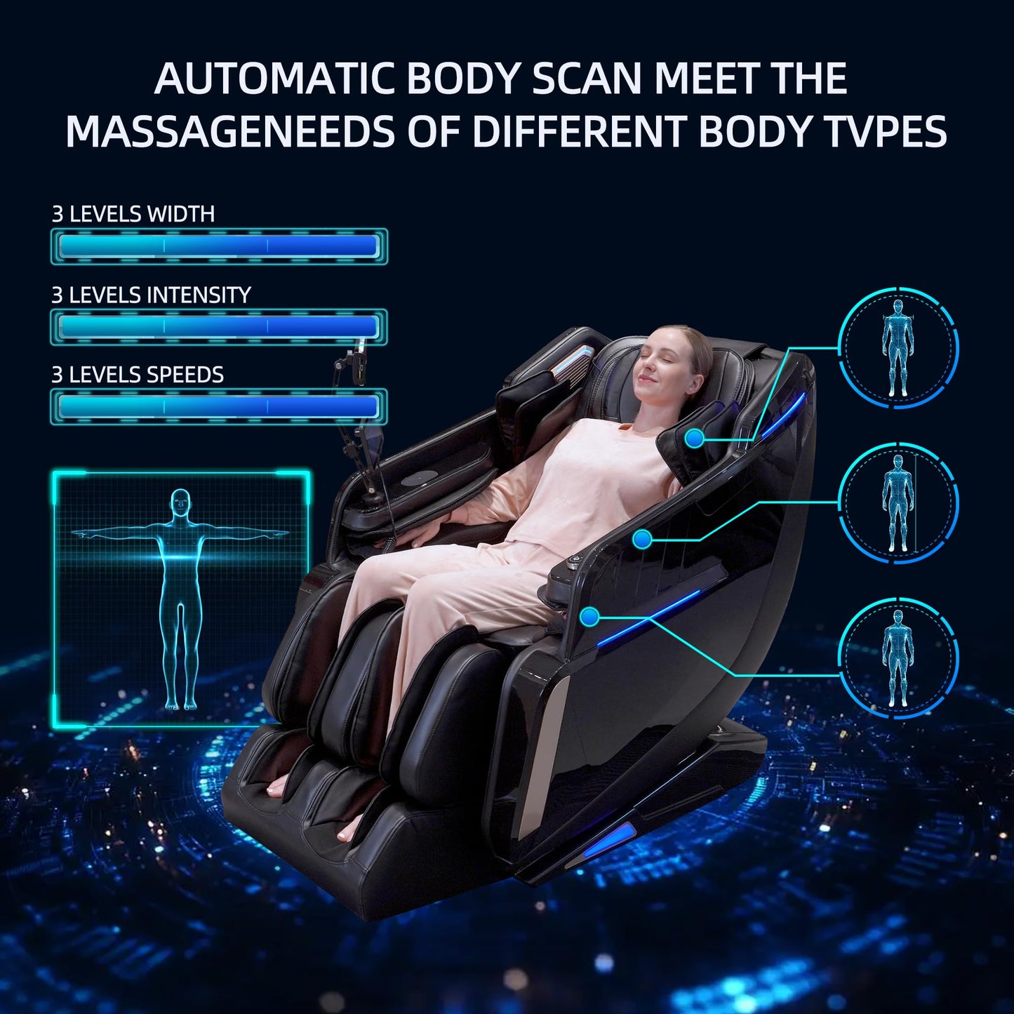 4D Massage Chairs Full Body 57" SL-Track Zero Gravity Massage Chair Recliner Shiatsu with Heat, AI Voice Control, Foot Roller & 3-Zone Heating - Home Electric Massager for Mom/Wife/Dad/Home Office