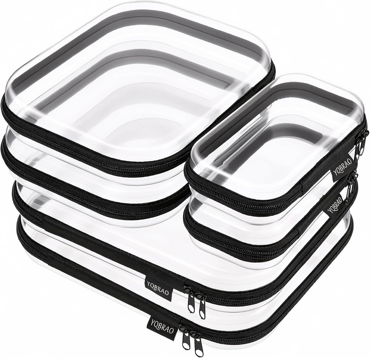 Clear Diaper Bag Organizer Pouches - 4-Pack Ultra-Thick PET Travel Bags | Rigid Self-Standing Design, TSA Approved