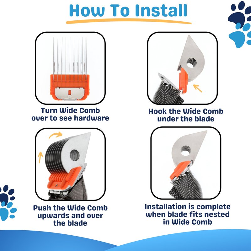 38MM 1 1/2" Animal Clipper Guard Attachment (Not Compatible on 5-in-1 Blade) for A5 Series Clippers |Stainless Steel Blade for Dog Groomer| Snap-On/Off Guard Combs for Dog Grooming (Standard COMB38MM)