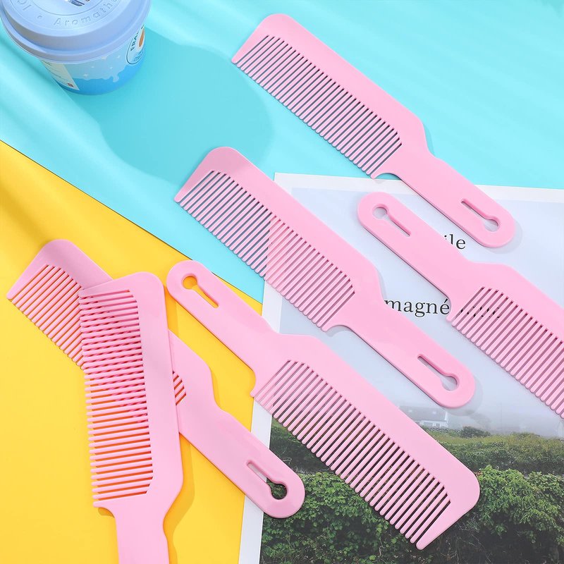 Boao 6 Pack Plastic Pink Hair Combs, 9 Inch Blending Barber Clipper Combs for Clipper Cuts and Flattops, Heat Resistant Anti-Static Hairdressing Combs (Pink, 6 Pieces)