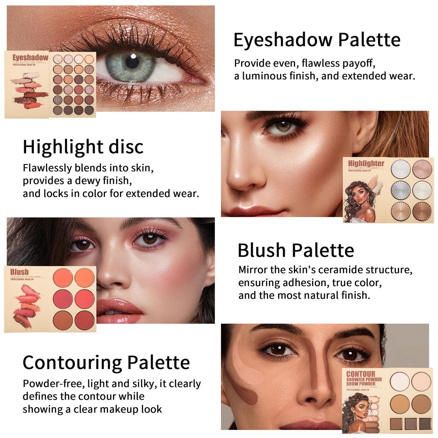 RoseFlower Make Up Set, Makeup Book Palette with 24 Colors Eyeshadow Palette Blush Highlighter Contour, Makeup Palettes Travel Makeup, Makeup Gift for Women/Girl/Teen