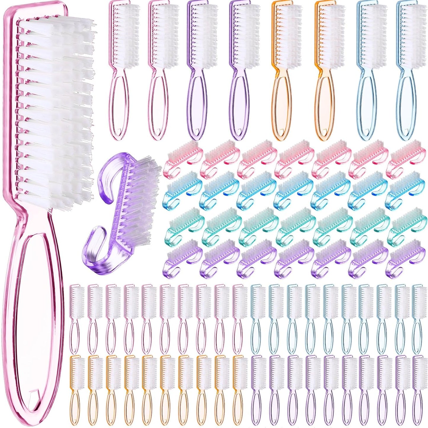 Nail Brushes for Cleaning - Ergonomic Handle Grip Pedicure Scrubbing Tool | Multicolor Set of 12
