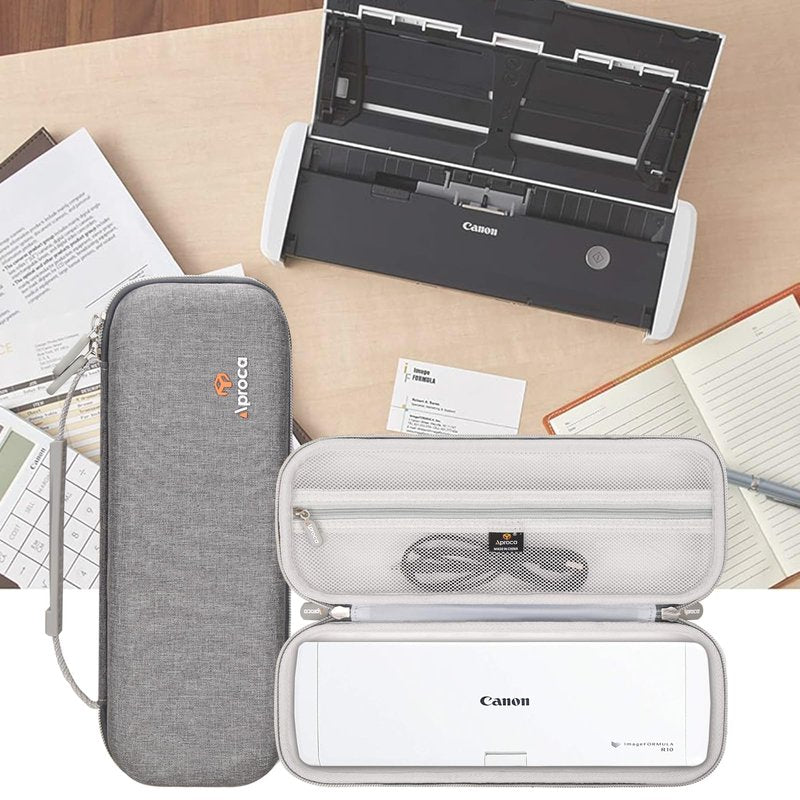 Aproca Case Compatible with Canon ImageFORMULA R10 / ImageFORMULA P-215II Portable Document Scanner, Hard Storage Bag for Accessories -Grey (Case Only)