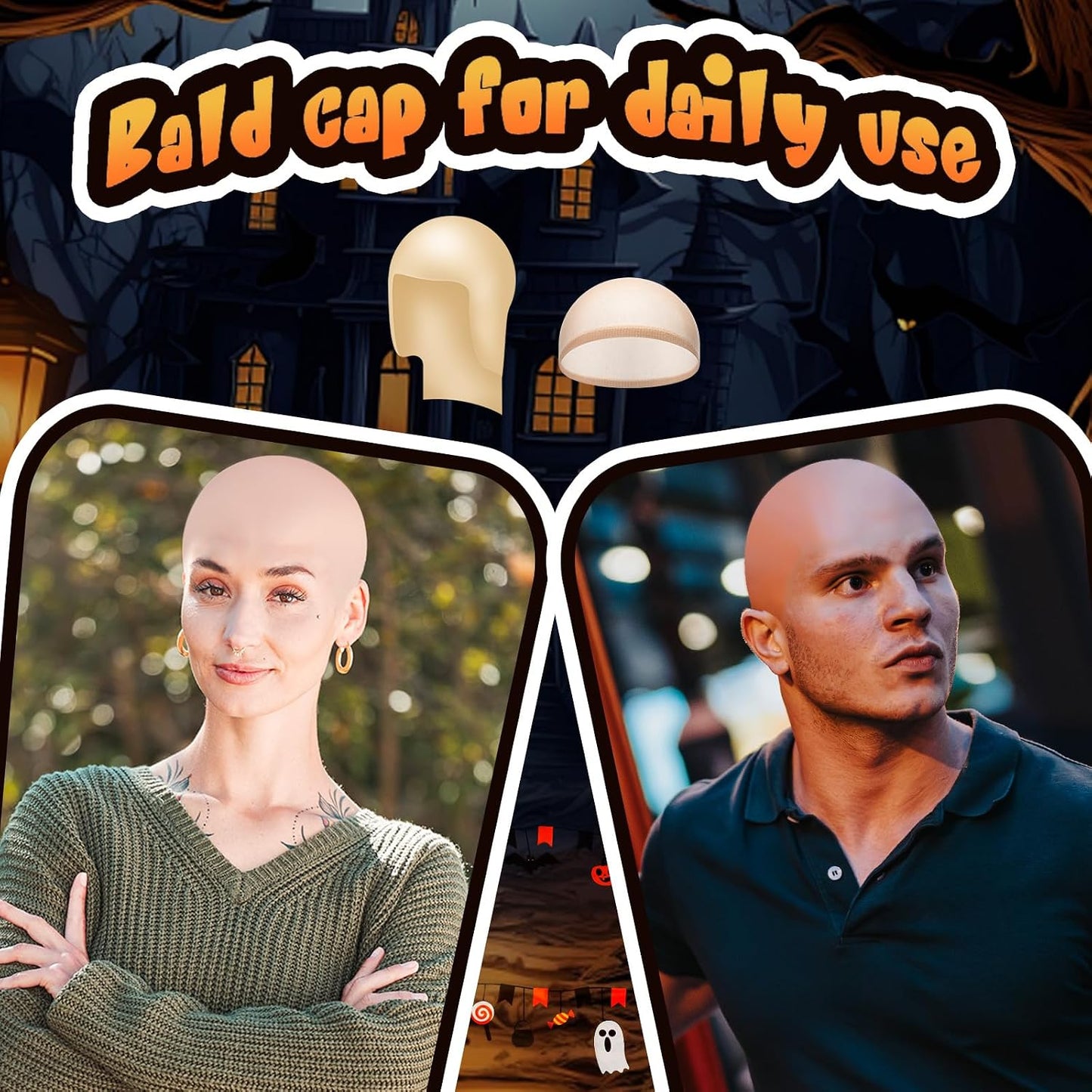 Bald Cap for Halloween | Nylon Wig Cap for Makeup & Cosplay - Unisex, Comfortable Fit