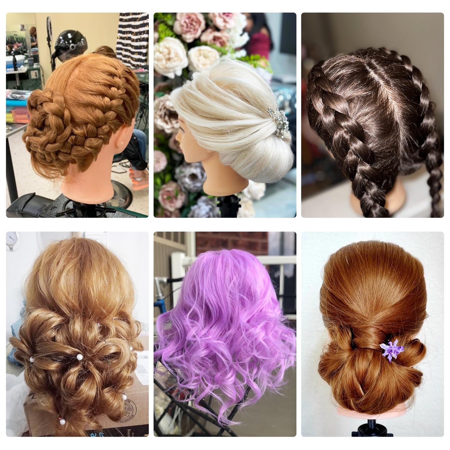 SOPHIRE 26"-28" Mannequin Head with 80% Real human Hair, Hairdresser Practice Training Head Cosmetology Long Hair Manikin Doll Head with 9 Tools and Clamp - #4 Brown, Makeup On