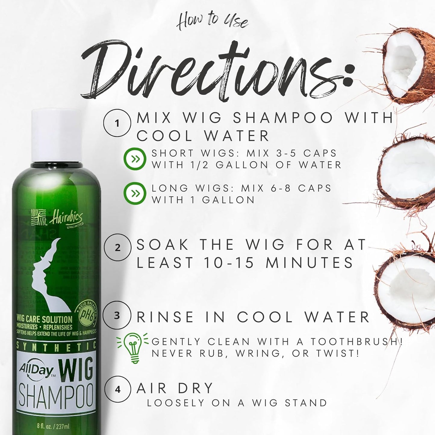 AllDay Locks Synthetic Wig Shampoo - Gently Cleanse & Detangle Synthetic Hair | pH Balanced, Paraben-Free - 8 oz