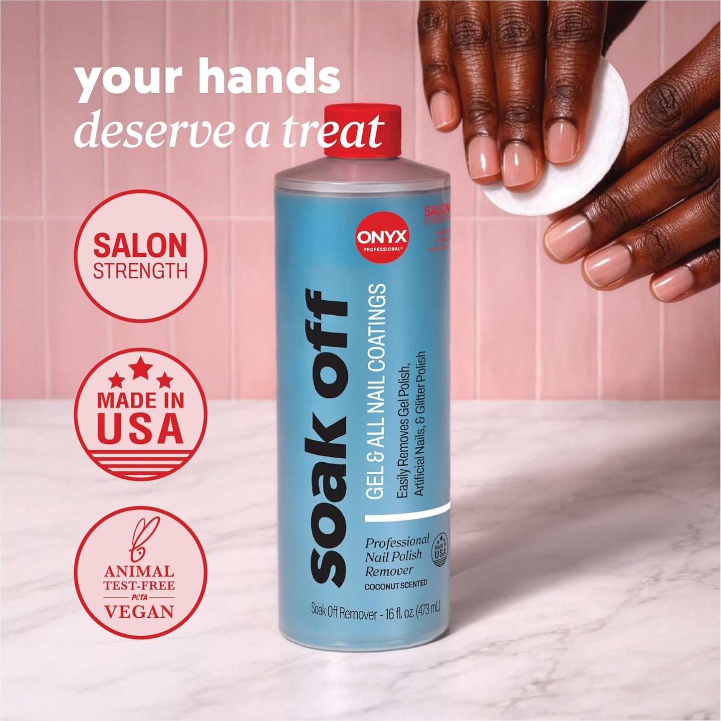 Coconut Scented Nail Polish Remover - Maximum Strength Gel Formula with Vitamin E & Grape Seed Oil | 16 oz
