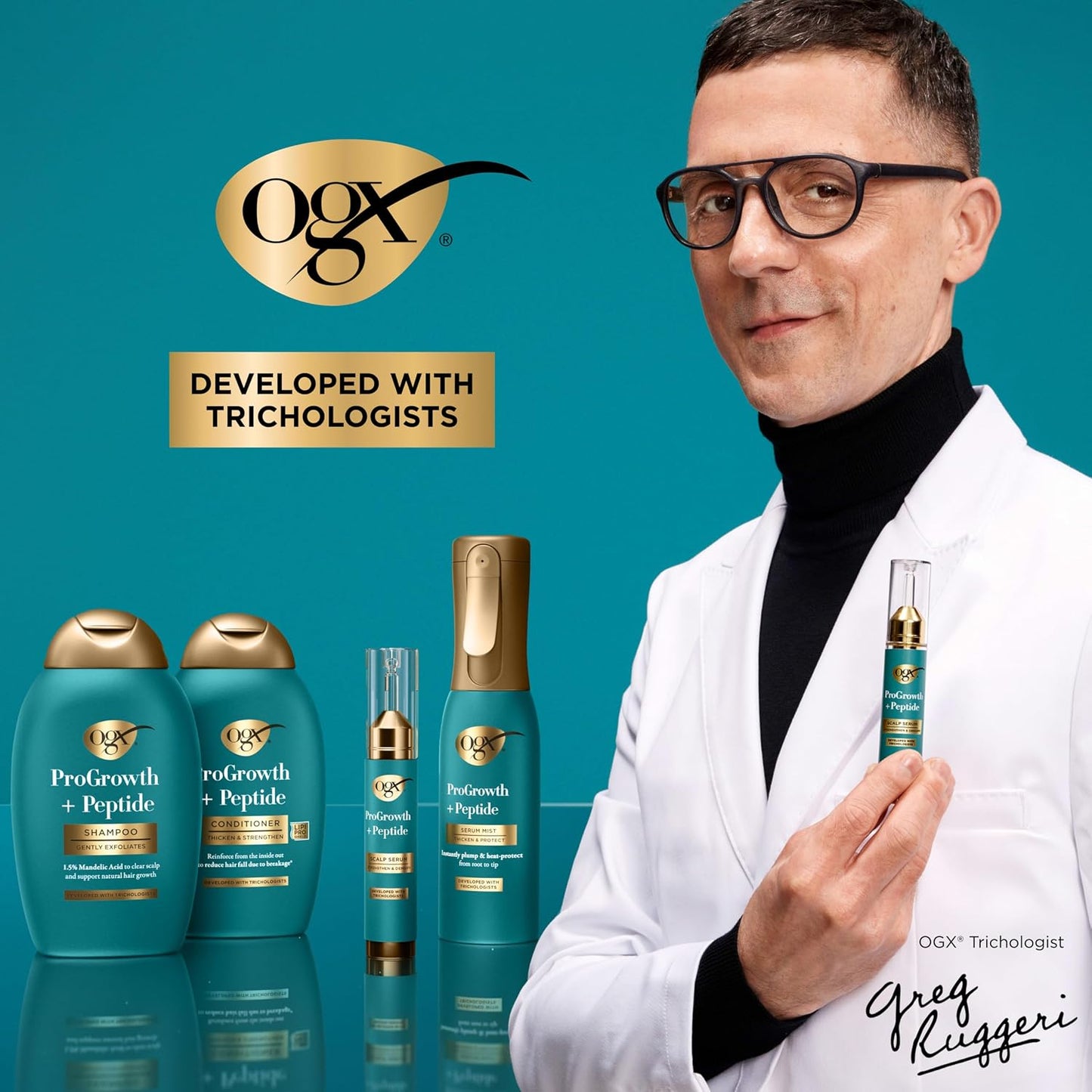 OGX ProGrowth + Peptide Scalp Serum - Nourishing Hair Growth Formula | 0.33 Fl Oz