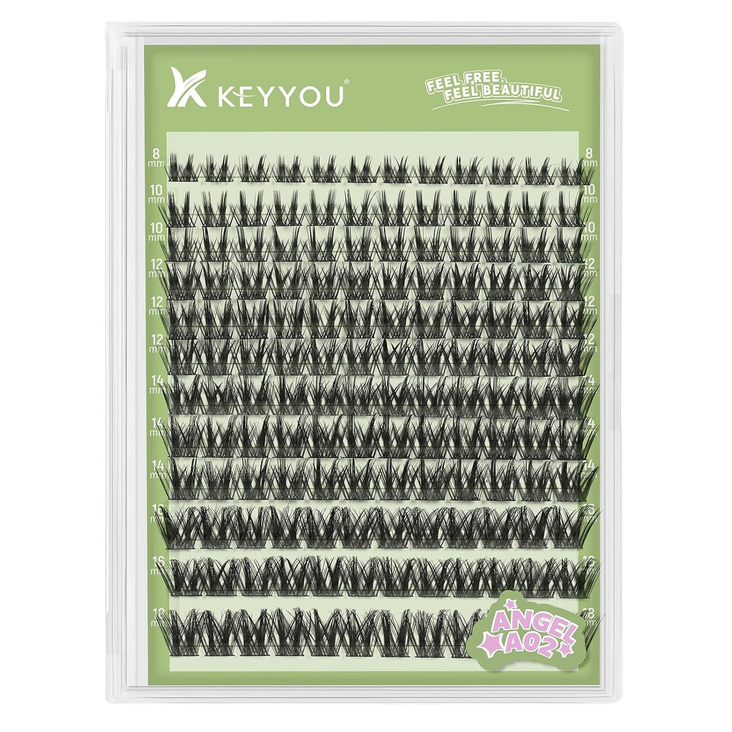 KEYYOU 3D Eyelash Clusters - 280pcs Wispy Volume Lashes | 80D D Curl, 9-18mm Mix