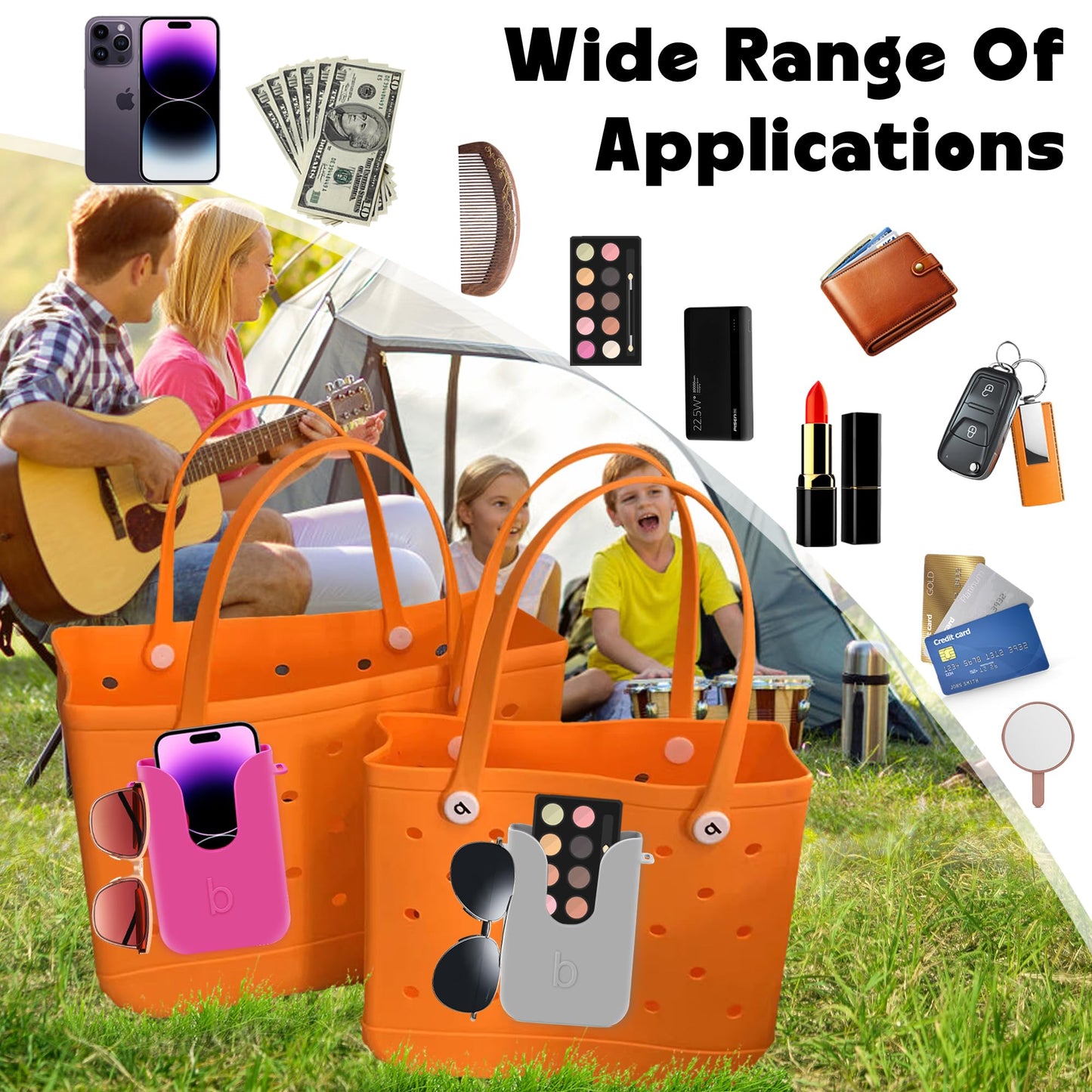 Silicone Phone Holder for Bogg Bags, Compatible Phone Case Attachment, Beach Tote Bag Accessory – Ideal Holder for Bogg & Similar Beach Bags (Blushing)