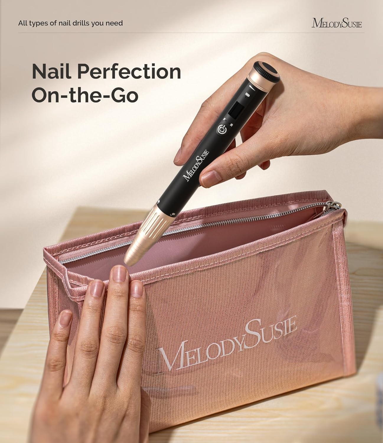 MelodySusie Cordless Nail Drill - 30000RPM E-File with Stepless Speed Adjustment | Portable Manicure Tool for Acrylic Gel Removal