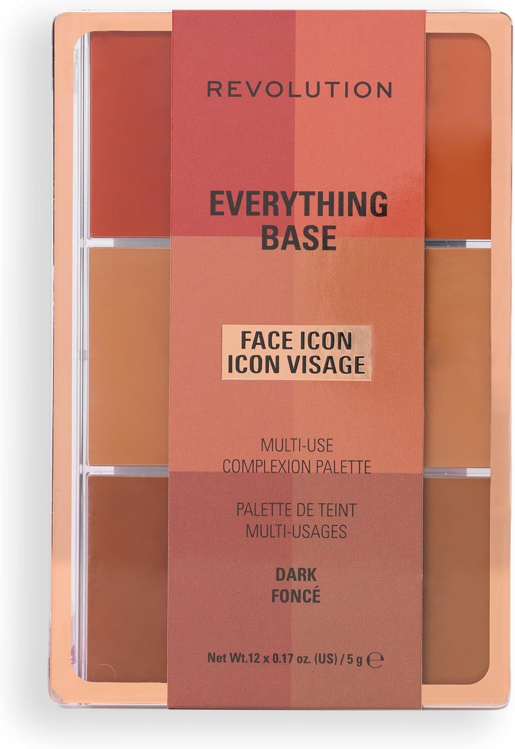 Revolution Everything Base Face Icon Palette - Multi-Use Cream Contour, Concealer & Highlighter | Vegan, Light
