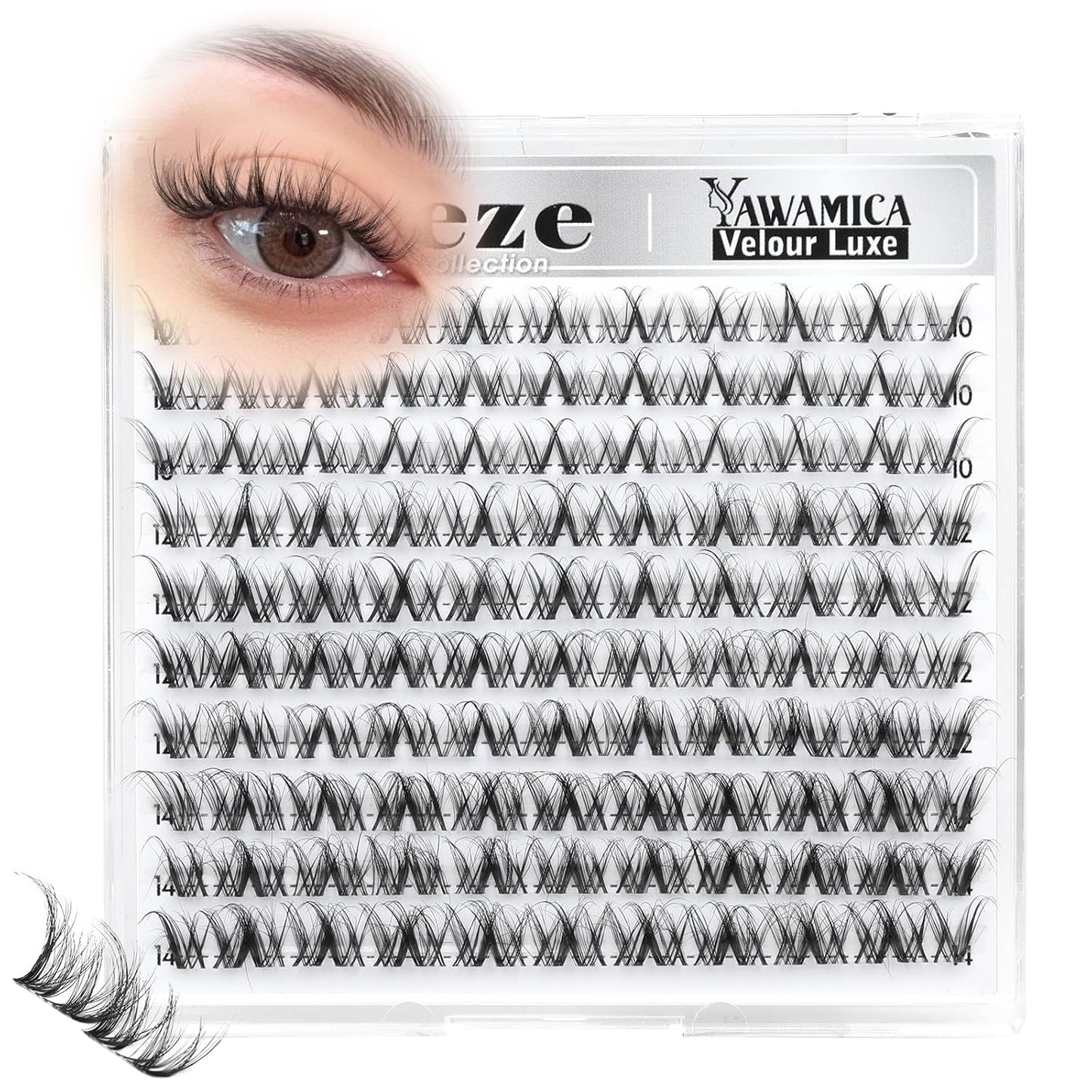 Natural Velour Brown Lash Clusters - Wispy Individual Lashes 8-14mm | CC Curl, Wide Band