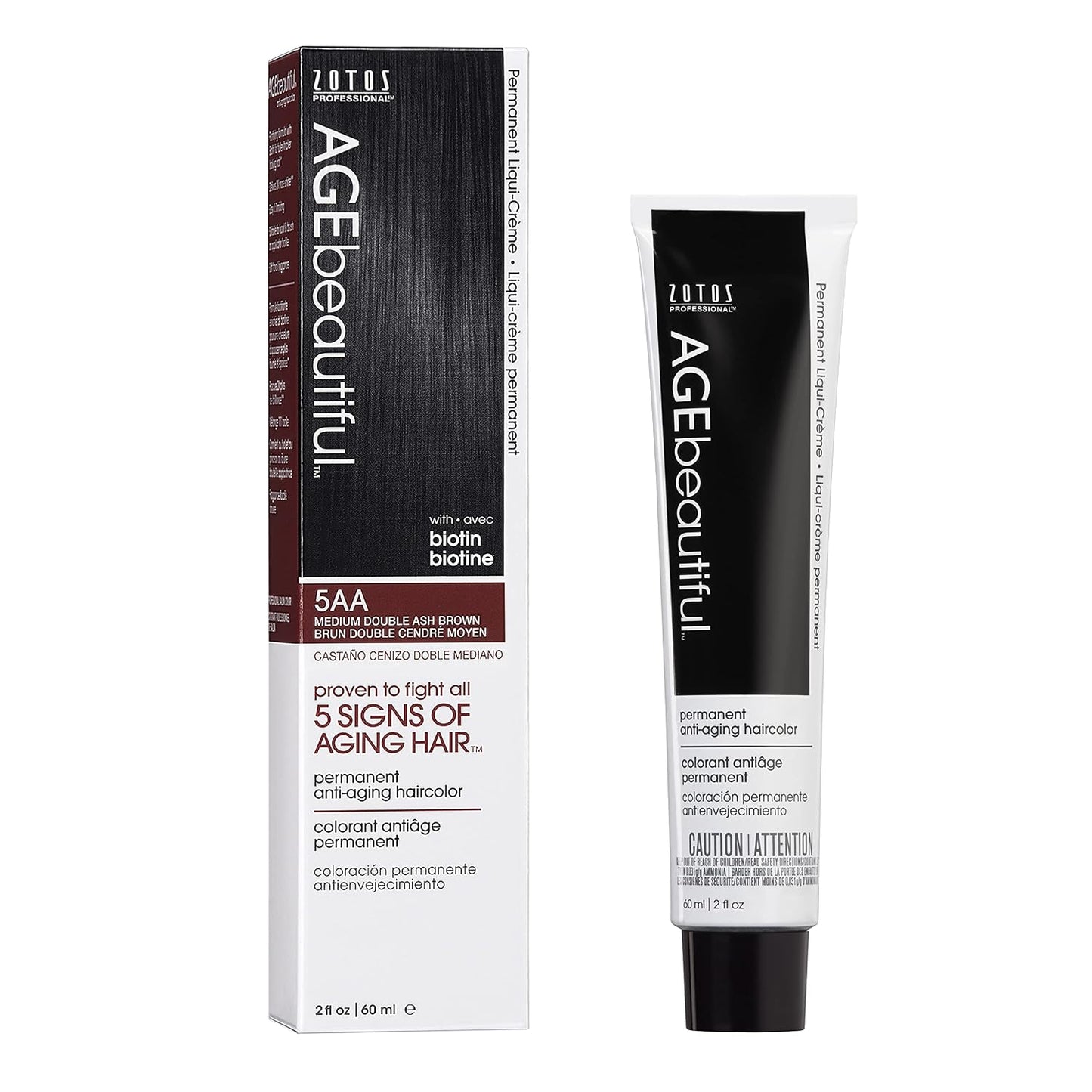 AGE Beautiful Permanent Hair Color Cream - 100% Gray Coverage Hair Dye with Biotin for Fuller, Thicker Hair | Professional Salon Quality