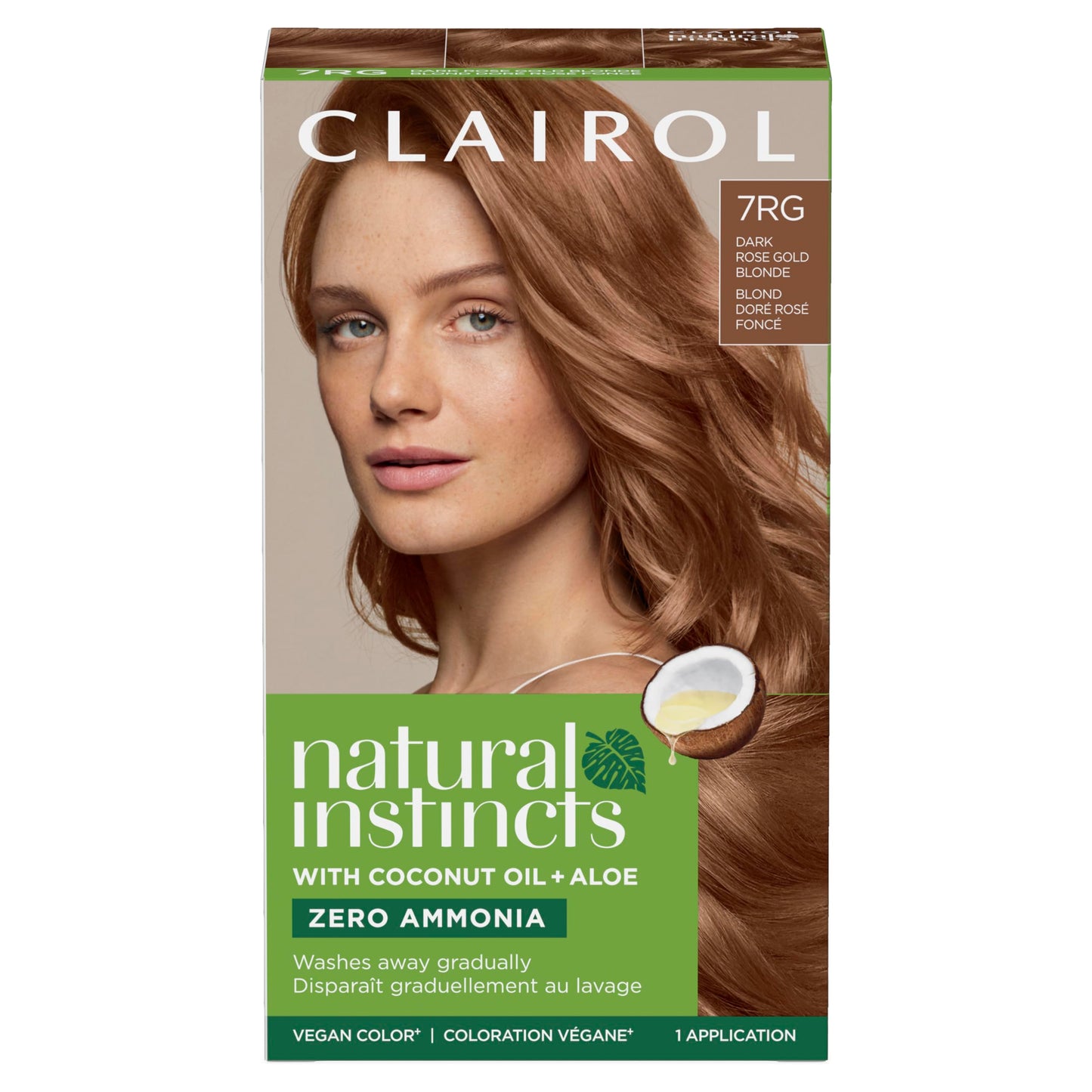 Clairol Natural Instincts Demi-Permanent Hair Dye, 7RG Dark Rose Gold Blonde | Ammonia‑Free, Vegan Hair Color with Coconut Oil & Aloe Vera | Pack of 1