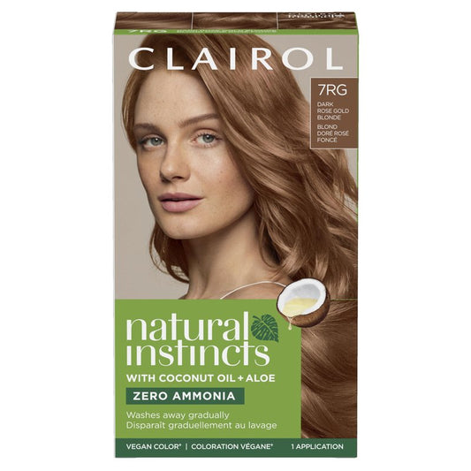 Clairol Natural Instincts Demi-Permanent Hair Dye, 7RG Dark Rose Gold Blonde | Ammonia‑Free, Vegan Hair Color with Coconut Oil & Aloe Vera | Pack of 1