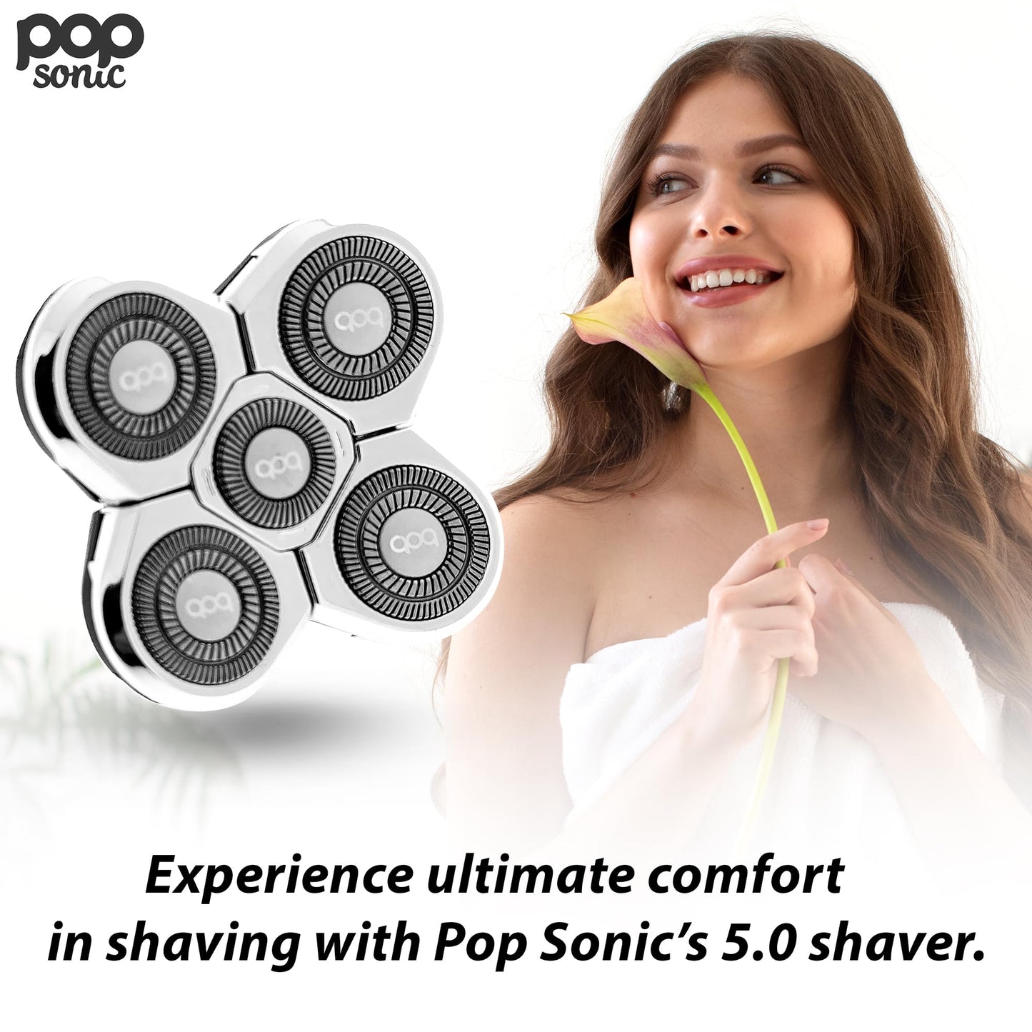 Shaver Replacement Head (Sonic 5.0) - Wet/Dry Use Shaver Head Replacement - Long Lasting Head Shaver Replacement Heads w/ 5 Cutting Heads - Grooming Tools for Clean, Comfortable Face, Body, Head Shave