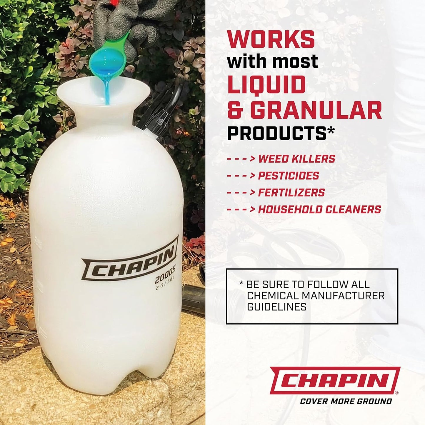 Chapin 20004 Pump Sprayer - 1-Gallon Translucent Tank with Adjustable Nozzle & Long Reach Hose for Fertilizers & Pesticides