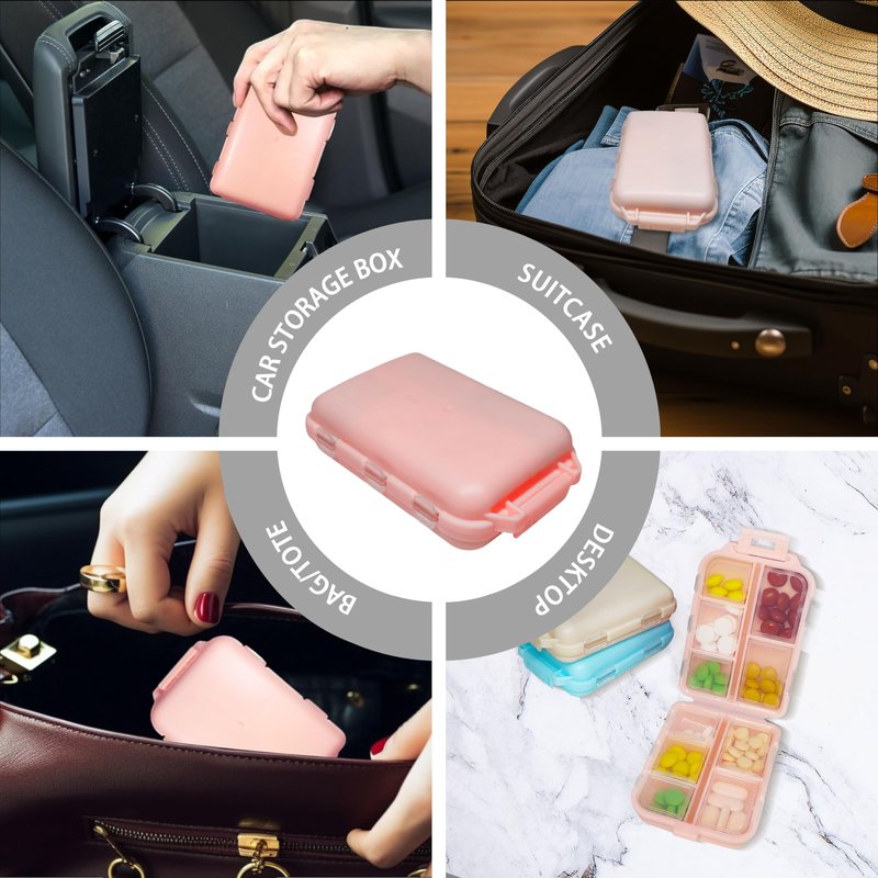 Pill Organizer with Medicine Labels 161 Labels Travel Daily Pill Container Mini Medication Organizer Storage Pill Organizer Travel Essentials Pill Case 7 Day (Pink, 1 Pack)