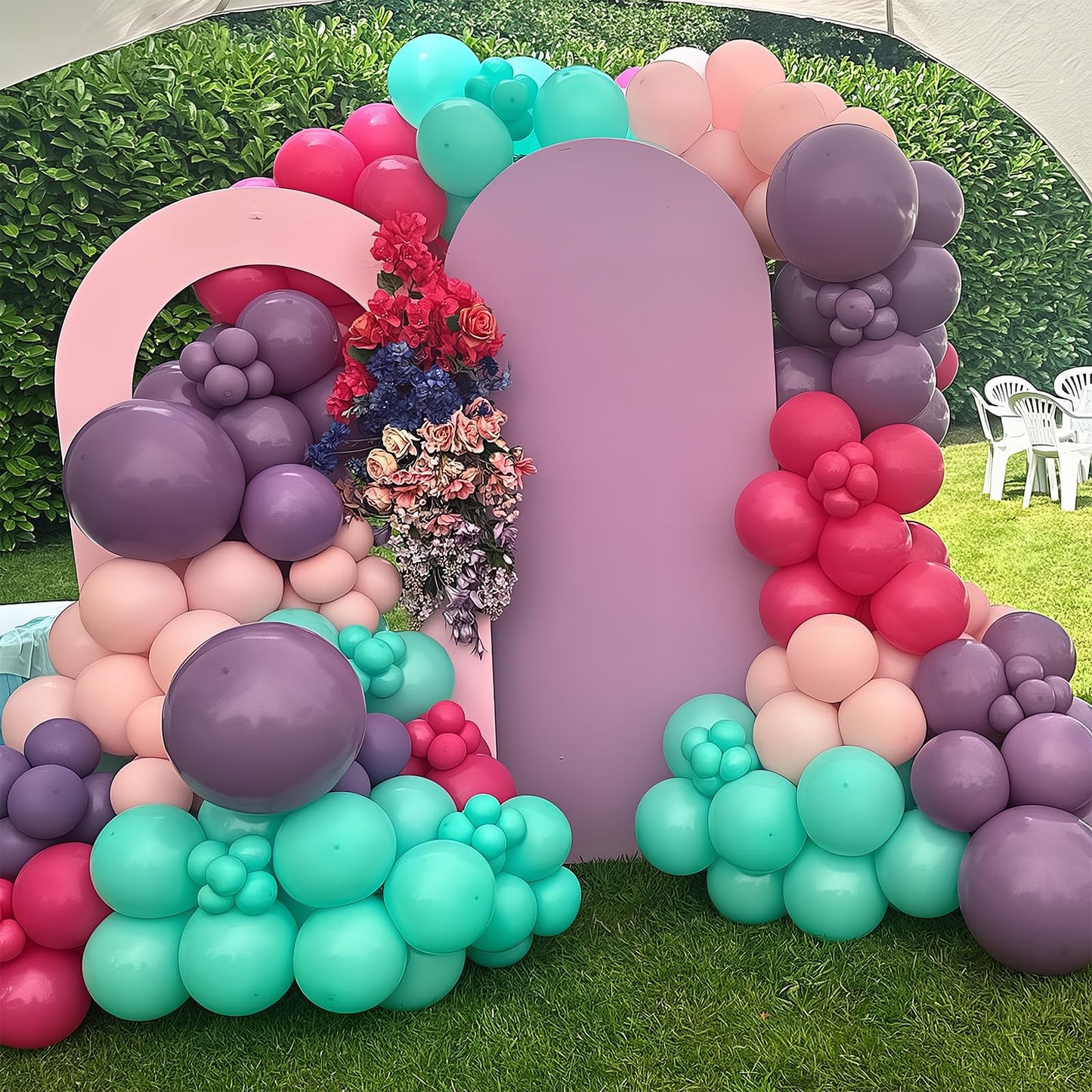 HILAVO Pink Purple Blue Balloons 60 Pcs Hot Pink Light Pink Teal Purple Latex Balloon Pastel Purple Teal Pink Confetti Balloons for Kids Magic Theme Mermaid Princess Birthday Baby Shower Party Decor