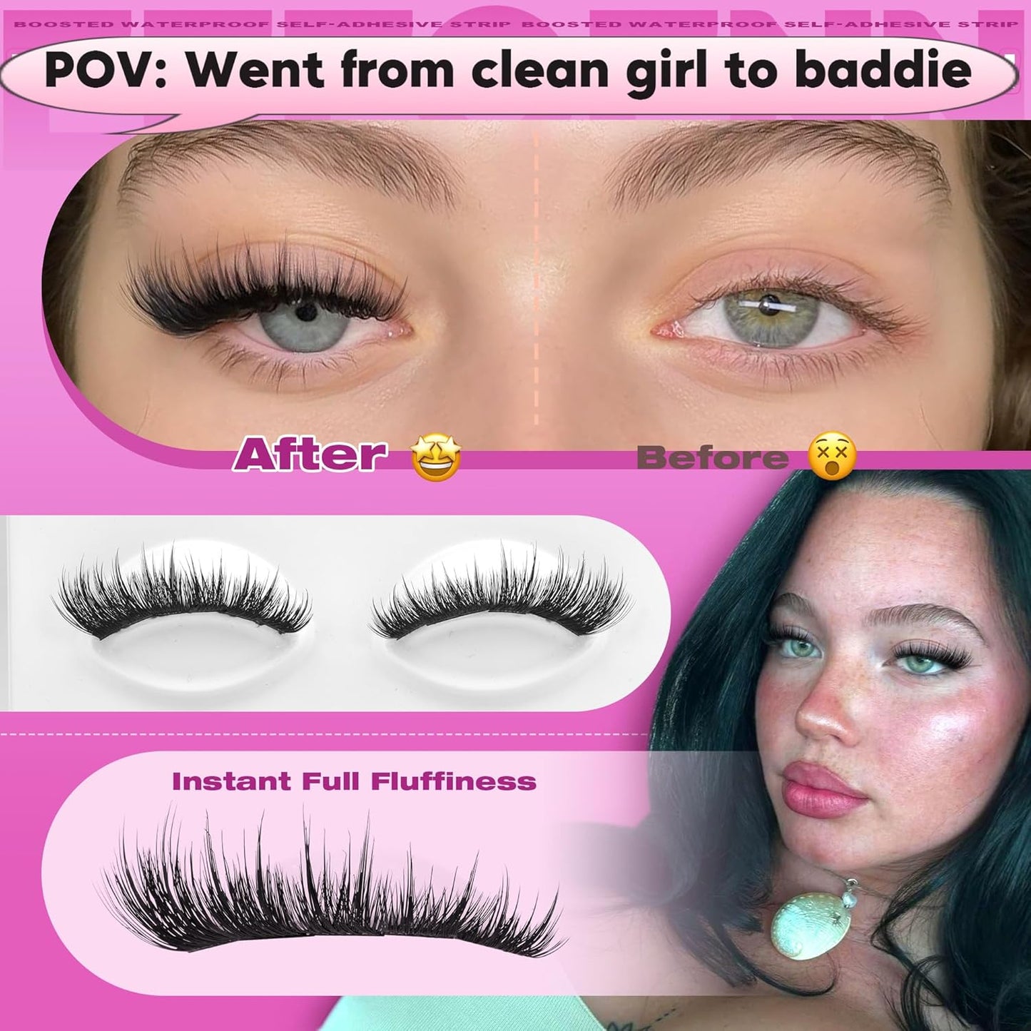 Self-Adhesive Lash Clusters - Fluffy Wispy Eyelashes Kit | Pre-Glued 10-16mm Press-On Lashes