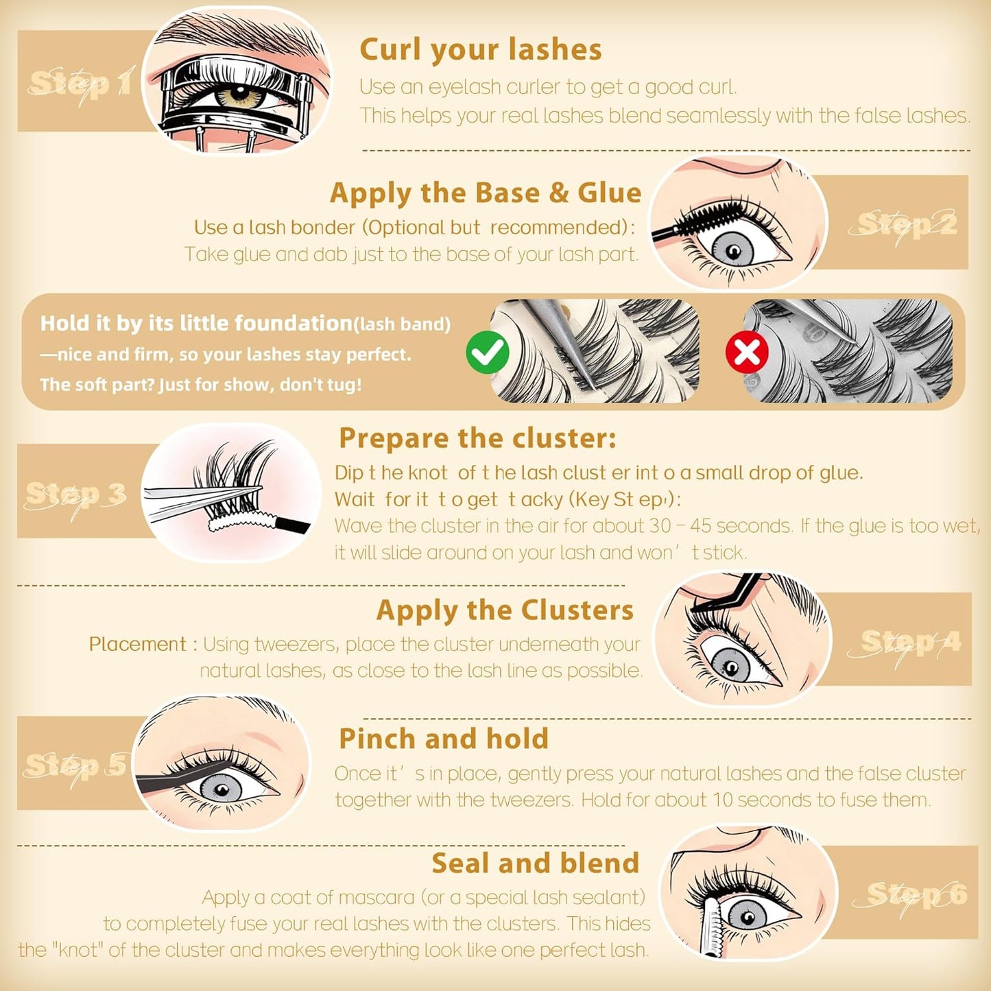 Natural Lash Clusters - 150 Pcs Wispy Eyelash Extensions | 9mm-14mm CC Curl, No-Makeup Look