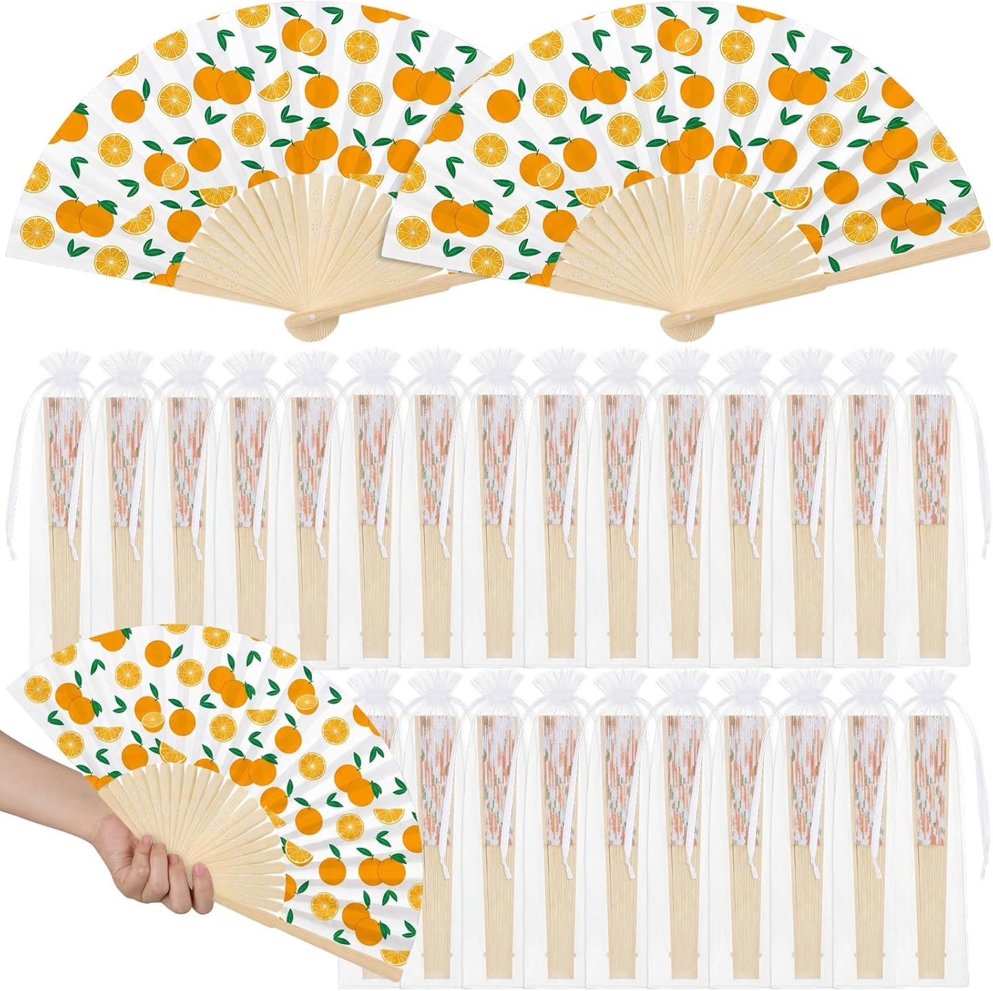 Wildflower Folding Hand Fan Set - 25 Vintage Paper Fans with Organza Bags | Perfect for Weddings & Tea Parties