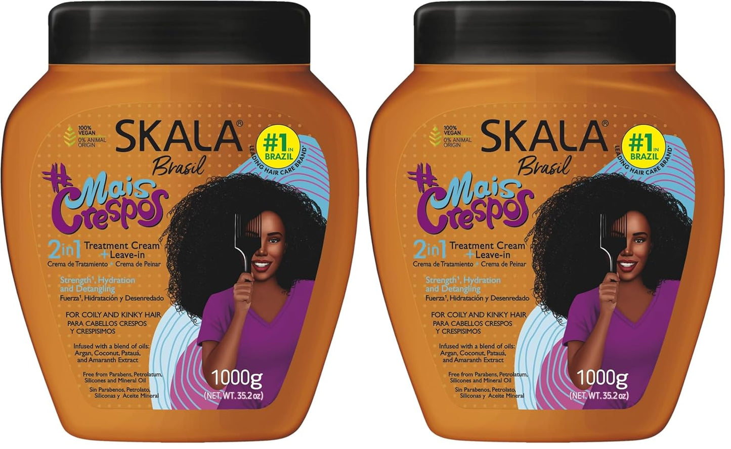 SKALA 2-in-1 Treatment Cream & Leave-In Conditioner - Strengthens, Detangles & Hydrates Coily/Kinky Hair | 35.2 oz
