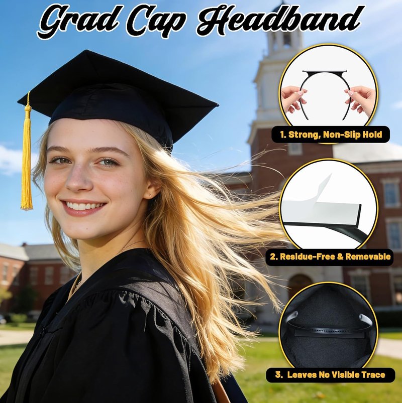 Graduation Cap Headband - Secure Your Grad Cap & Maintain Hairstyle | Perfect Hat Accessory for Graduates