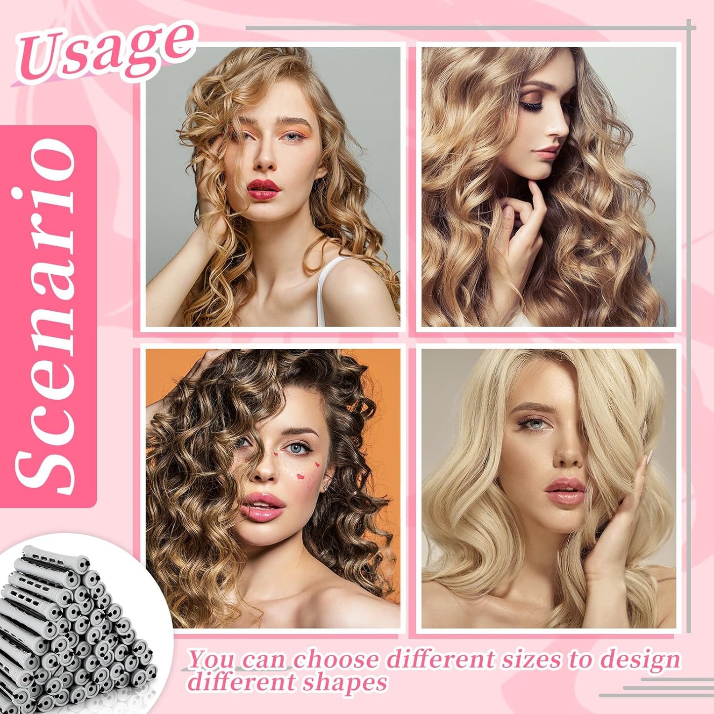 160 Pcs Perm Rods for Natural Hair - No-Heat Plastic Curling Rollers | 0.59 Inch, Grey