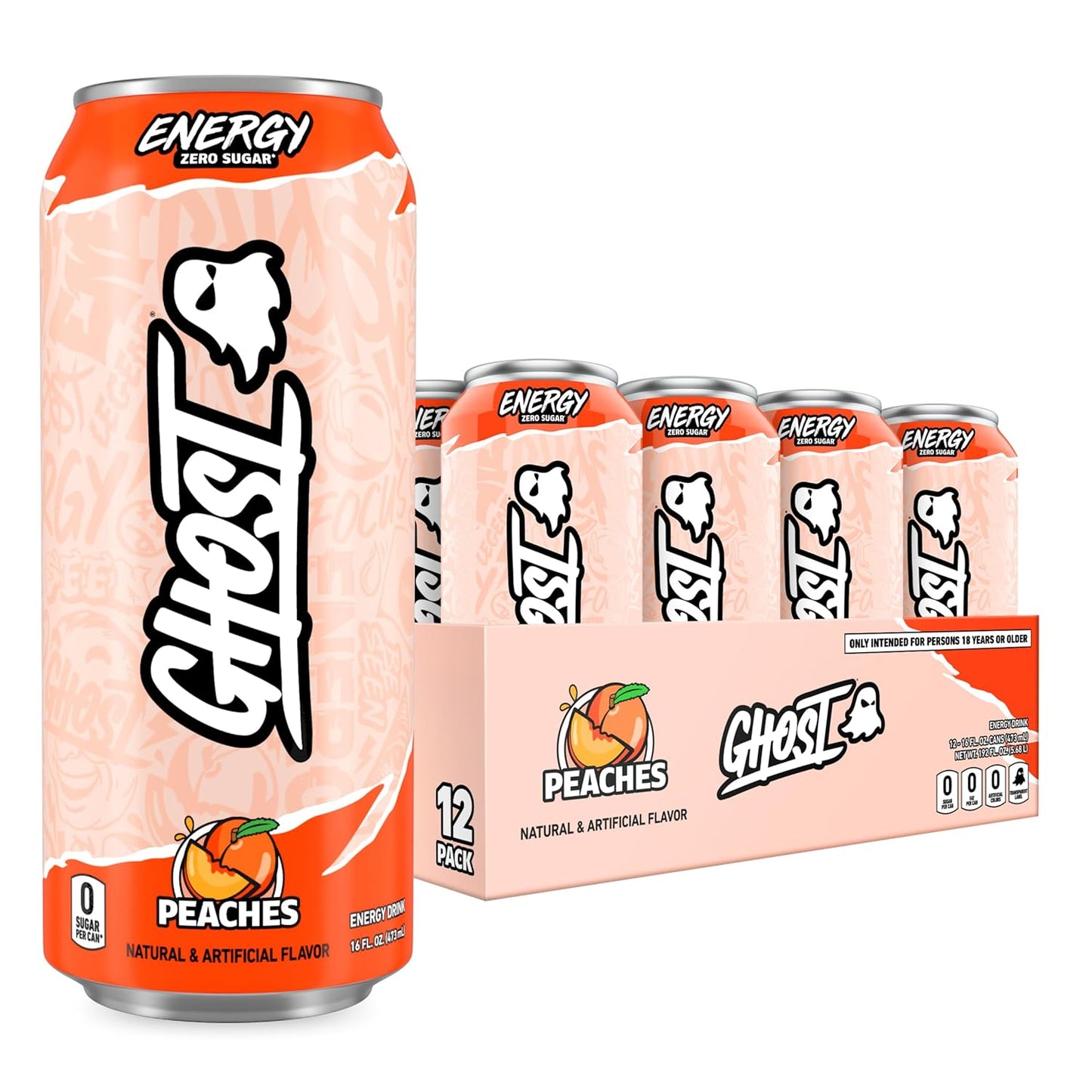 GHOST Energy Drink - 12-Pack Welch's Grape 16oz Cans | Natural Caffeine, Vegan & Gluten-Free Energy Boost