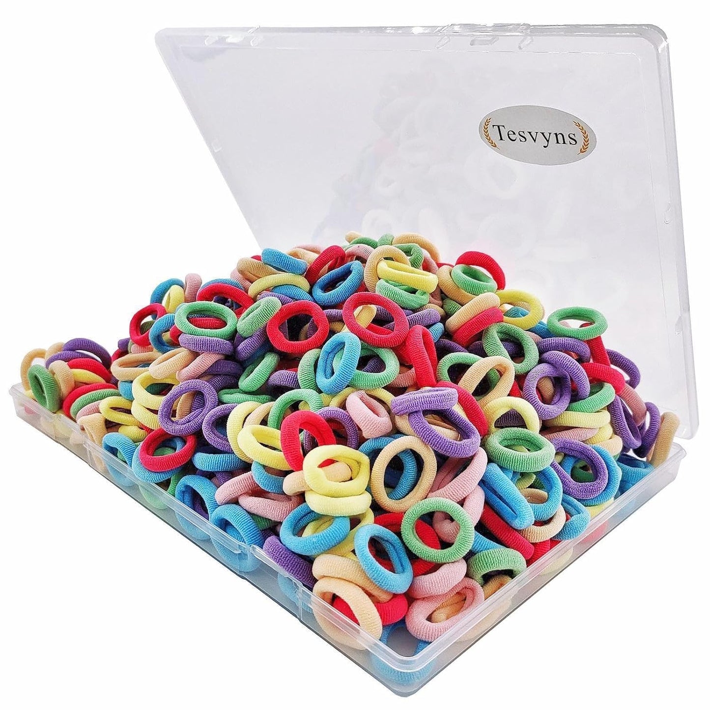 Baby Hair Ties Set - 200 Ultra Soft Cotton Seamless Bands for Toddler Girls | Multicolor with Reusable Storage Case