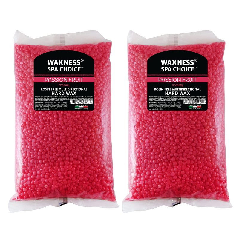 Waxness Spa Choice Rosin Free Multidirectional Hard Wax Passion Fruit 2.2 lb / 1 kg Pack of 2