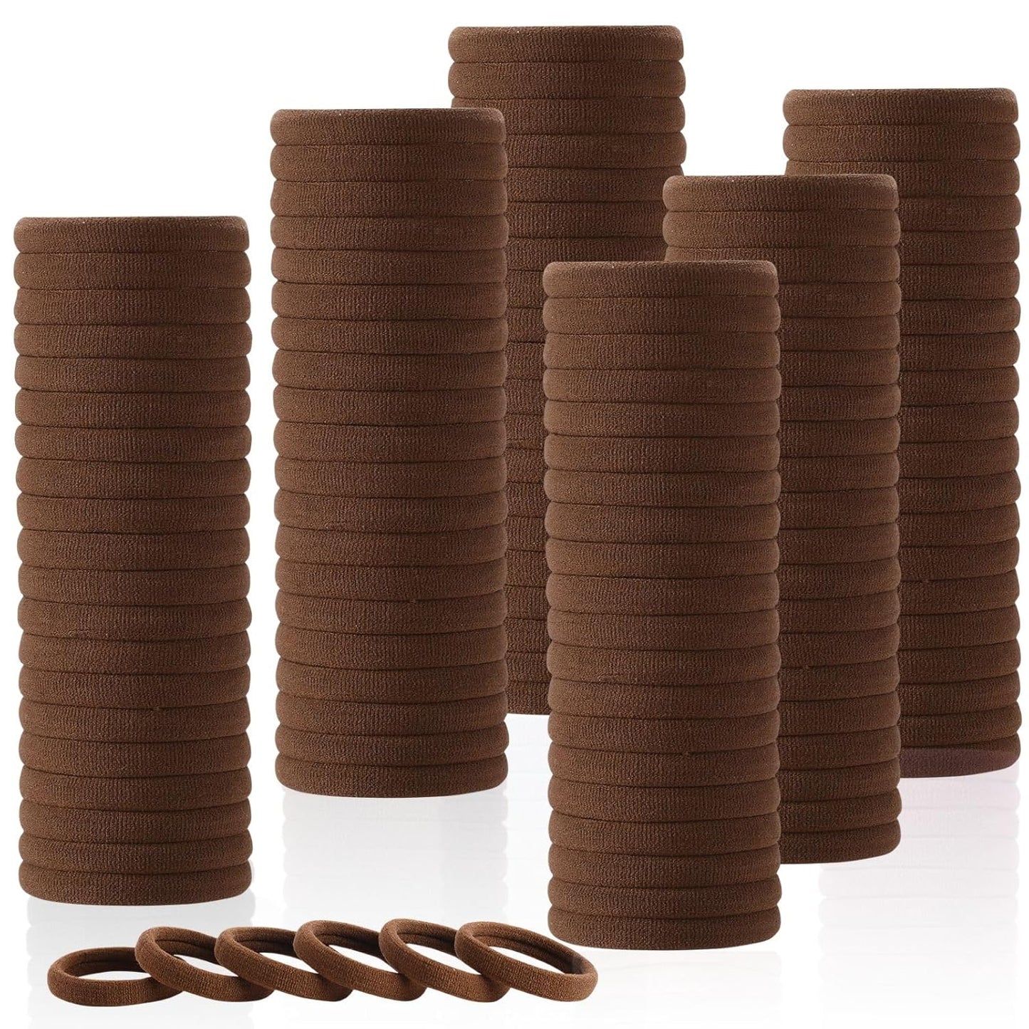LuSeren 120PCS Soft Hair Ties - Ouchless Nylon Ponytail Holders | Seamless Fabric, Natural Colors