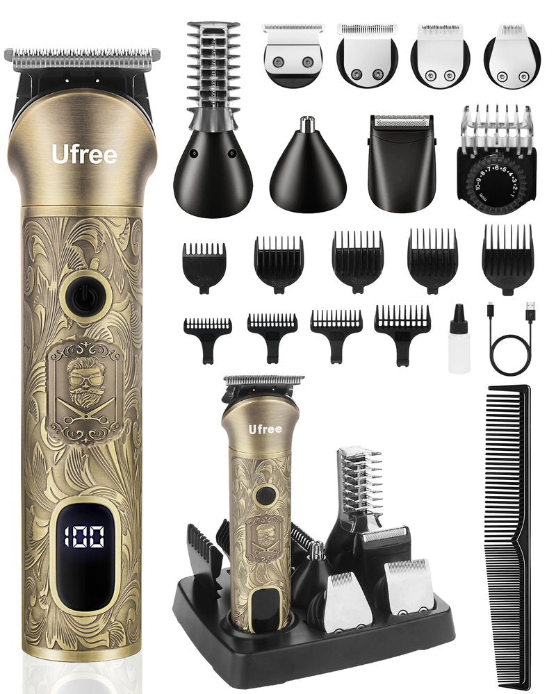 Ufree Beard Trimmer for Men, Electric Razor Shaver, Cordless Hair Clipper Shaving Kit for Mustache Body Nose Ear Hair Facial, Adjustable Beard Grooming Kit Father Birthday Gifts for Men Husband Dad