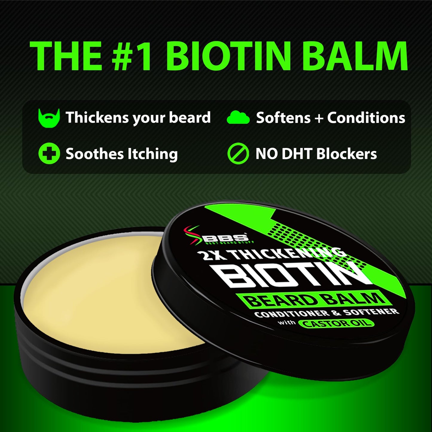 GROW Beard Growth Serum + 2X Biotin Beard Balm – Thickening Conditioner with Castor Oil & Meadowfoam – Fills Patches, Boosts Growth, Softens & Styles – For Thicker, Fuller Men's Facial Hair