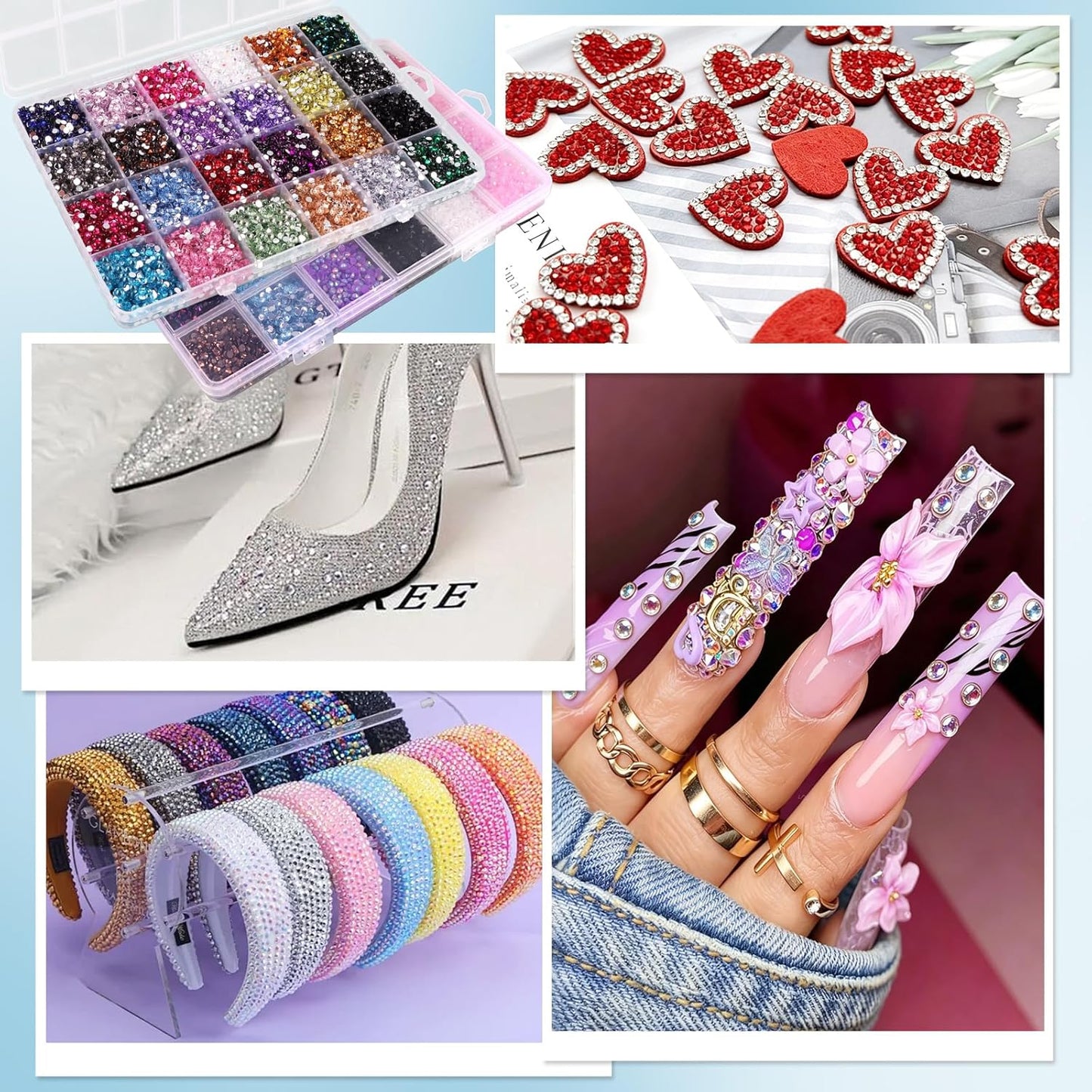 Resin Jelly Rhinestones Kit - 48000 Pcs 48 Colors Flatback Gems for Bedazzling | Includes B7000 Glue & Tools for DIY Crafting