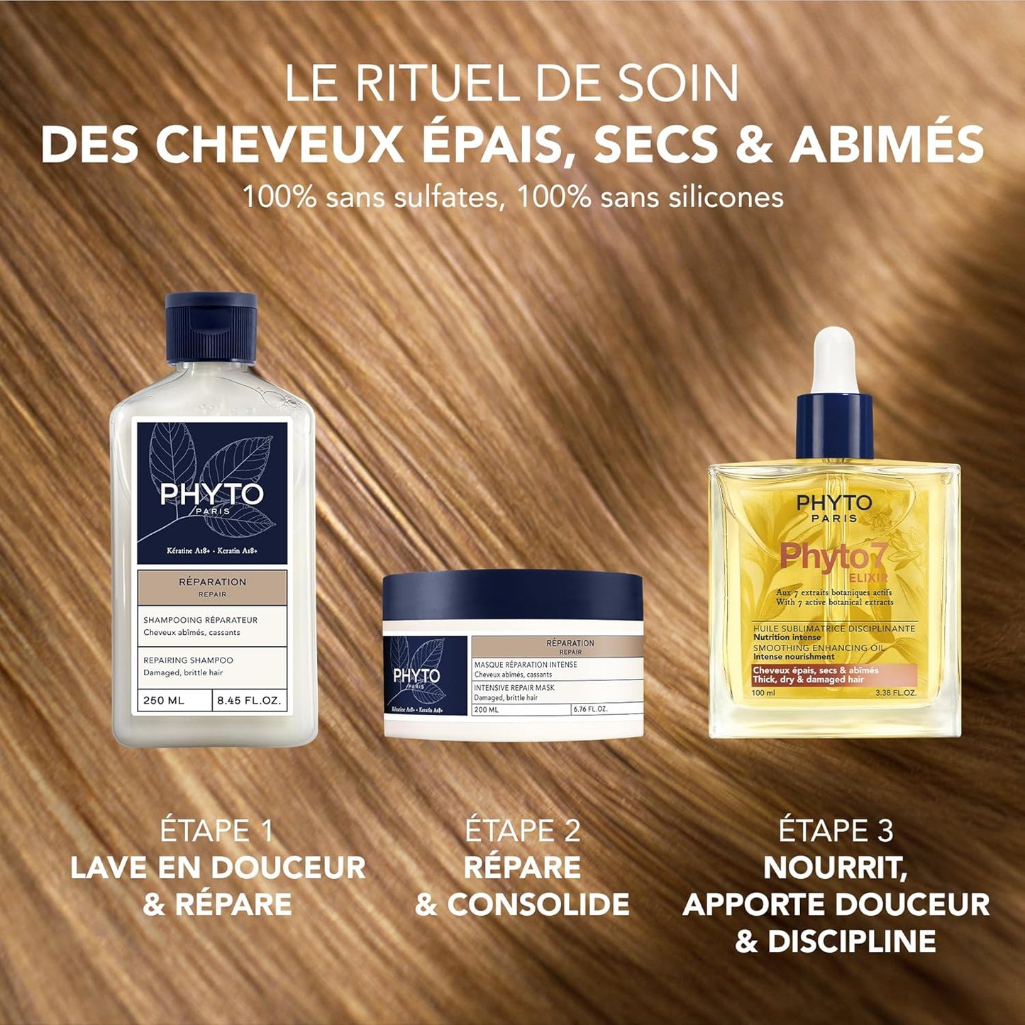 Phyto Paris 7 Elixir - Disciplining Oil for Thick, Dry & Damaged Hair - 100 ml | Intense Nutrition & Shine