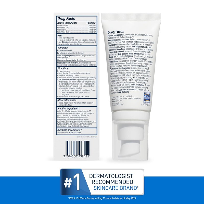 CeraVe Ultra-Light Moisturizing Lotion - Daily Face Moisturizer with SPF 30 & Hyaluronic Acid | Oil-Free, 1.7 Oz